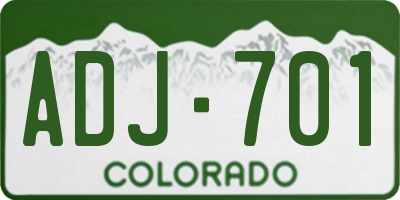 CO license plate ADJ701