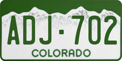 CO license plate ADJ702