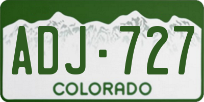 CO license plate ADJ727