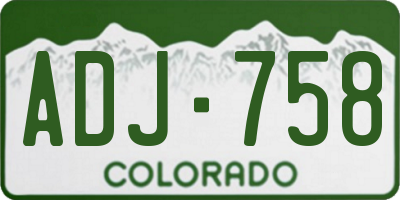 CO license plate ADJ758