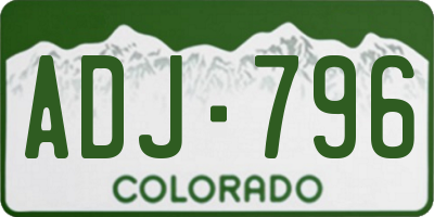 CO license plate ADJ796