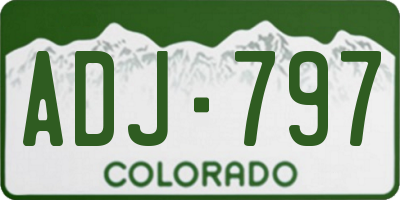 CO license plate ADJ797