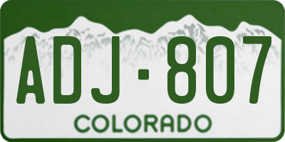 CO license plate ADJ807