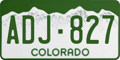 CO license plate ADJ827