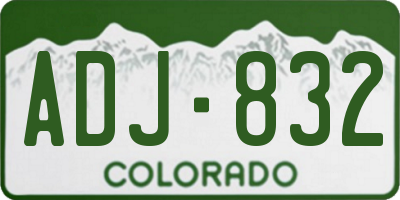 CO license plate ADJ832