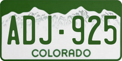CO license plate ADJ925