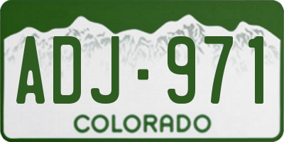 CO license plate ADJ971