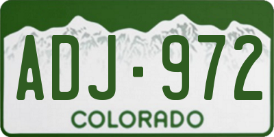 CO license plate ADJ972