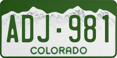 CO license plate ADJ981