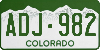 CO license plate ADJ982