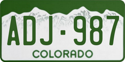 CO license plate ADJ987