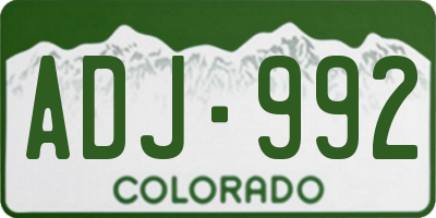 CO license plate ADJ992