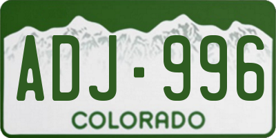 CO license plate ADJ996