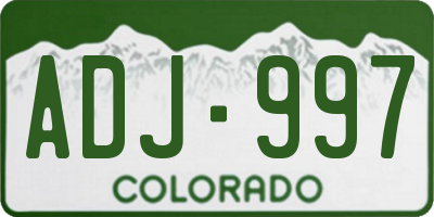 CO license plate ADJ997