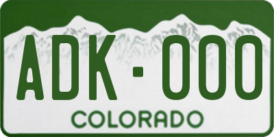 CO license plate ADK000
