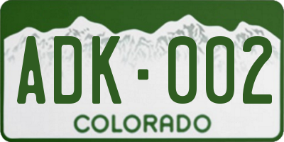 CO license plate ADK002