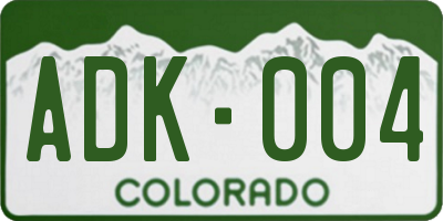 CO license plate ADK004