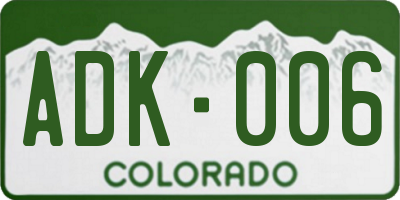 CO license plate ADK006