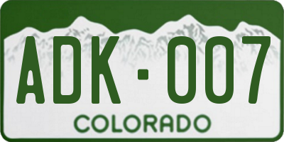 CO license plate ADK007