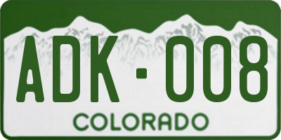 CO license plate ADK008