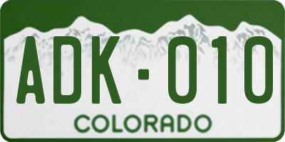 CO license plate ADK010