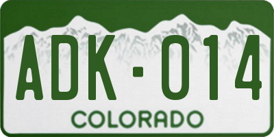 CO license plate ADK014