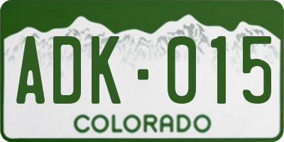 CO license plate ADK015