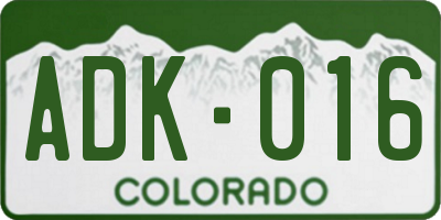 CO license plate ADK016