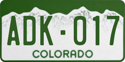 CO license plate ADK017