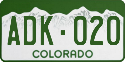 CO license plate ADK020