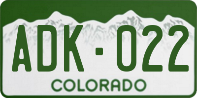 CO license plate ADK022