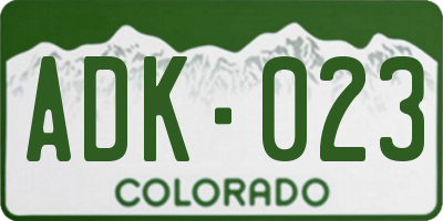 CO license plate ADK023