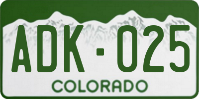 CO license plate ADK025