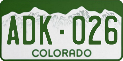 CO license plate ADK026