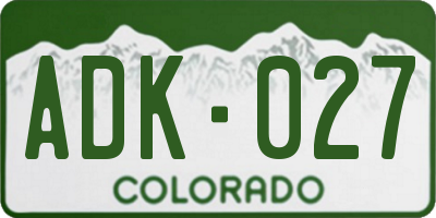 CO license plate ADK027