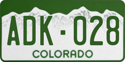 CO license plate ADK028