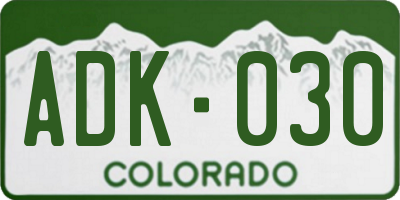 CO license plate ADK030