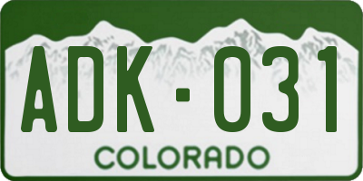 CO license plate ADK031