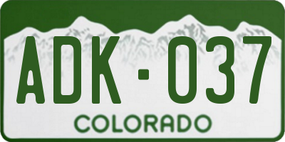 CO license plate ADK037