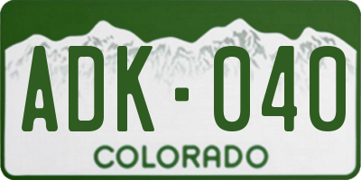 CO license plate ADK040