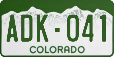 CO license plate ADK041