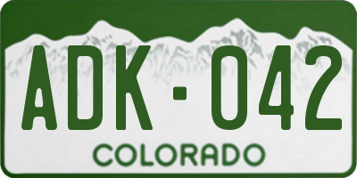 CO license plate ADK042