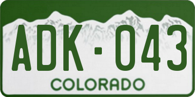 CO license plate ADK043