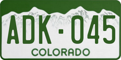 CO license plate ADK045