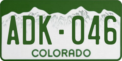 CO license plate ADK046