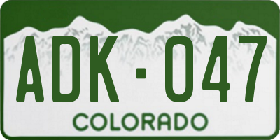 CO license plate ADK047