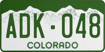 CO license plate ADK048