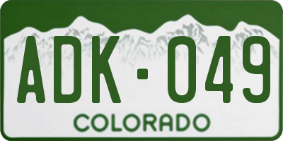 CO license plate ADK049