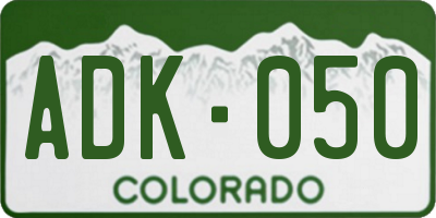 CO license plate ADK050