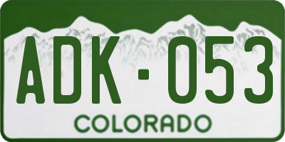 CO license plate ADK053